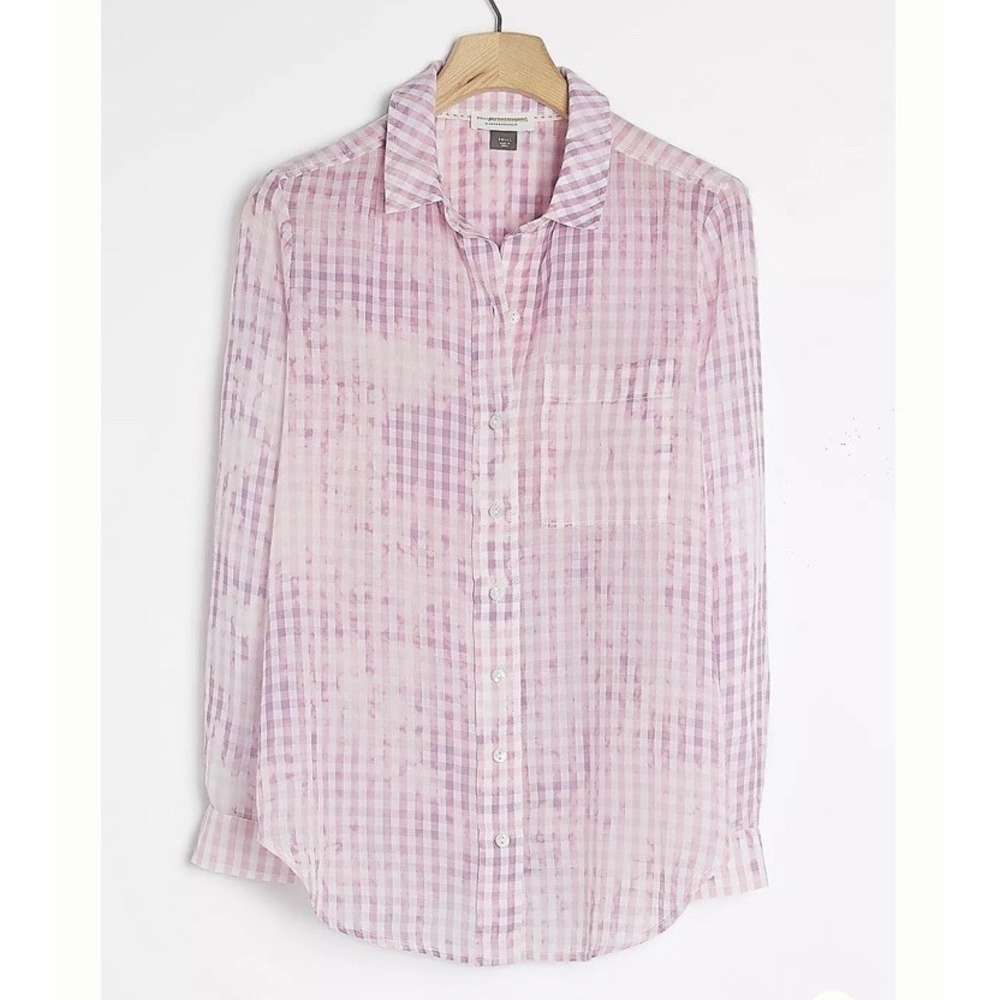 Anthropologie Pilcro Cate Buttondown Shirt Women's Small Classic Tie-Dye Plaid